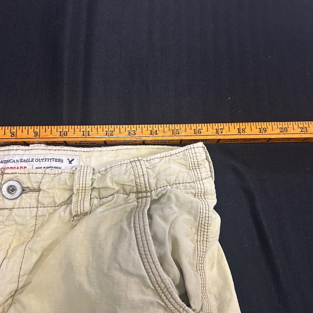 American Eagle Longboard Cargo Shorts Mens 32 Khaki Tan Ripstop Y2K Cotton - Picture 4 of 10